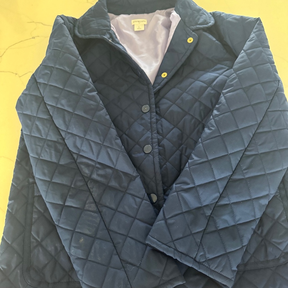 Girl’s Crewcuts Quilted Coat in Navy Size L